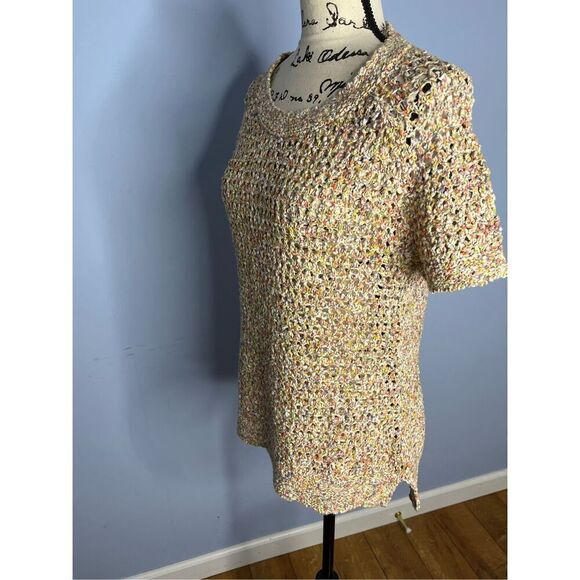 CAbi Pastel Open Crochet Knit Sweater Top Shirt 100% Cotton Multicolor Women’s M - Picture 5 of 9